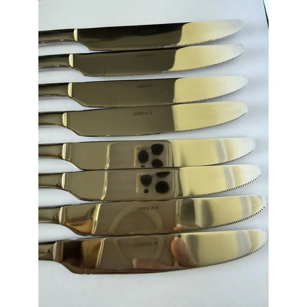 Oneida Moda Stainless Steel Dinner Knives Glossy Flatware Set of 8